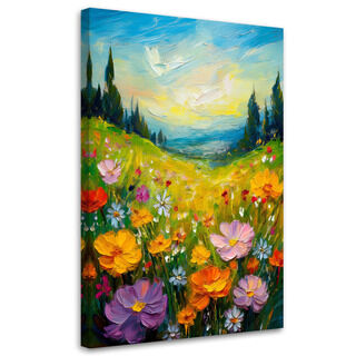 Lærred print, Eng Blomster Landskab Natur