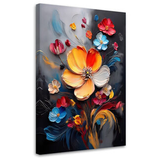 Lærred print, Farvede malede blomster