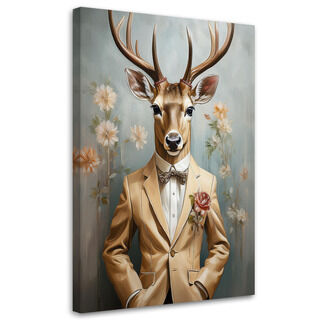 Lærred print, Elegant Deer Abstract Boho