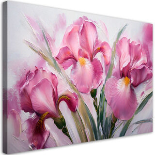 Lærred print, Iriser lyserøde malede blomster