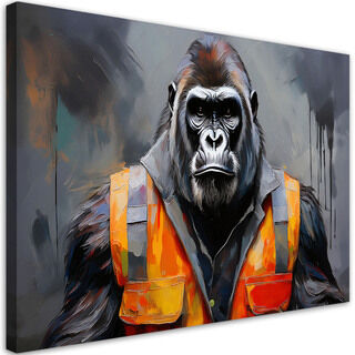 Lærred print, Gorilla Worker Abstraktion