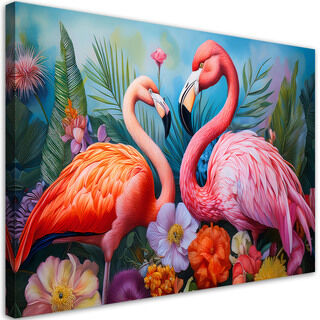 Lærred print, Flamingoer fugle eksotiske dyr