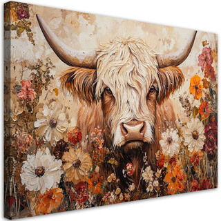 Lærred print, Skotske retro koblomster