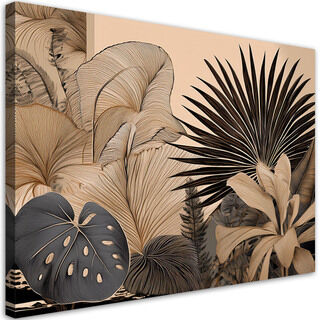 Lærred print, Monstera Blade Palmer Planter Beige