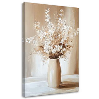 Lærred print, Beige buket blomster i vase