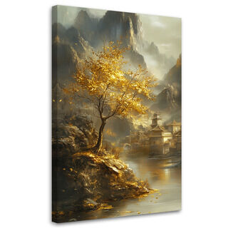 Lærred print, Landskab Golden Mountains træ