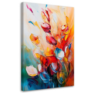 Lærred print, Farvede blomster oliemaling effekt