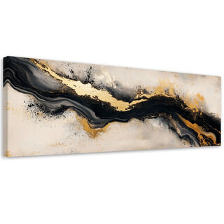 Lærred print, Abstrakt kunst Beige Sort Guld Glamour