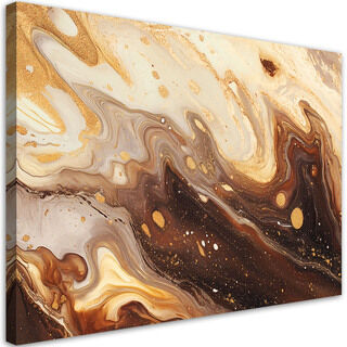Lærred print, Beige Abstrakt med guld
