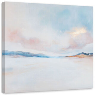 Lærred print, Abstrakt kunst, pastelfarvet lyserød, blå