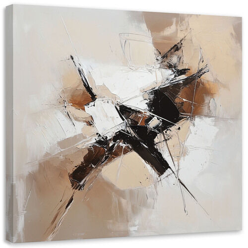 Lærred print, Abstrakt kunst, beige, som om det er malet