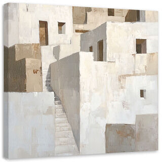 Lærred print, Abstrakt kunst, beige bygninger, arkitektur