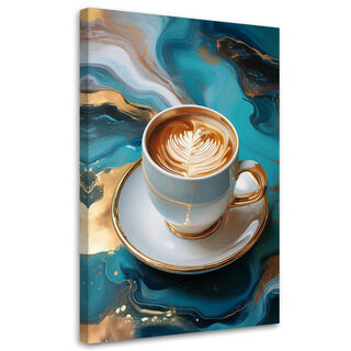 Lærred print, Kop kaffe turkis marmor