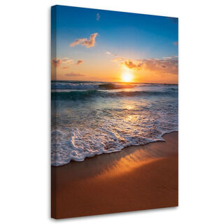 Lærred print, Strand Hav Solnedgang Landskab