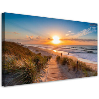 Lærred print, Solnedgang på stranden Landskab