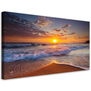 Lærred print, Strand Hav Solnedgang Landskab