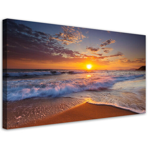 Lærred print, Strand Hav Solnedgang Landskab