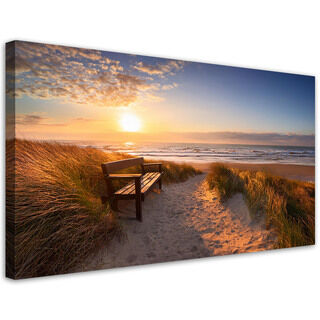 Lærred print, Strand Havklitter Solnedgang