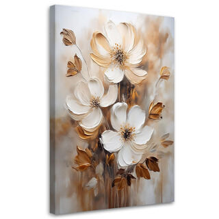 Lærred print, Beige blomster malet