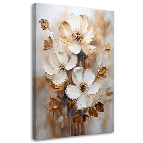 Lærred print, Beige blomster malet