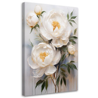 Lærred print, Pæonblomster Hvide blomster Natur