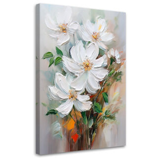 Lærred print, Malede hvide blomster Natur