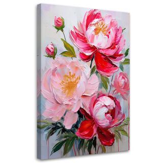 Lærred print, Pink pæonblomster Natur