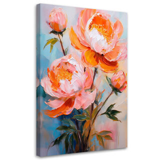 Lærred print, Orange pæonblomster Natur