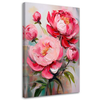 Lærred print, Pink pæonblomster Planter