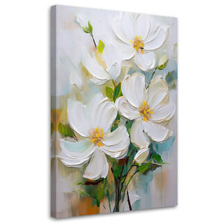 Lærred print, Hvidmalede blomster Natur