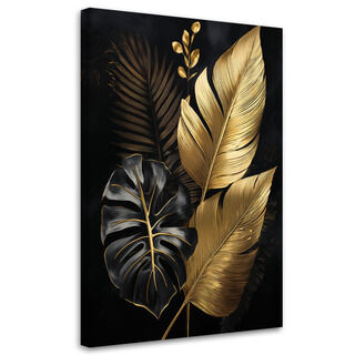 Lærred print, Monstera-blade Palmer i guld