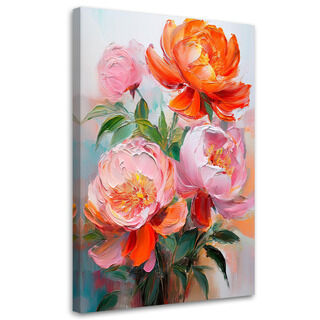 Lærred print, Pæoner Blomster Lyserød Natur