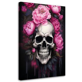 Lærred print, Dødningehoved Lyserøde pæonblomster