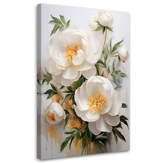 Lærred print, Pæoner Blomster Hvid Natur