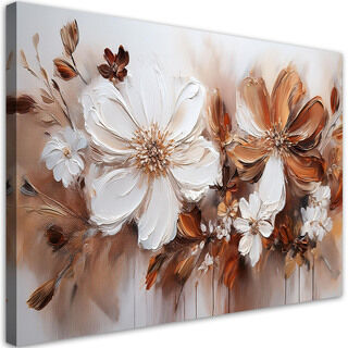 Lærred print, Brune hvide blomster Natur