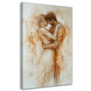 Lærred print, Nøgent par kærlighed Beige