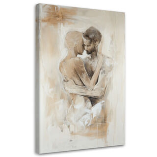 Lærred print, Romantisk par Nøgen kærlighed Beige