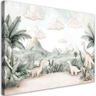Lærred print, Dinosaurer Jurassic World i pastelfarver