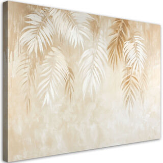 Lærred print, Beige tropiske palmeblade boho-stil