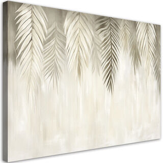 Lærred print, Beige palmeblade boho stil