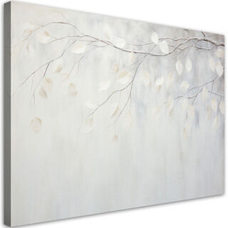 Lærred print, Beige planteblade kviste natur boho