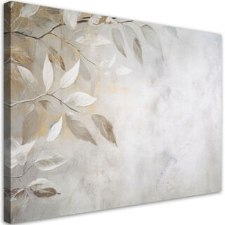 Lærred print, Beige blade grene natur beton boho