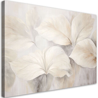 Lærred print, Planteblade beige natur 3d boho