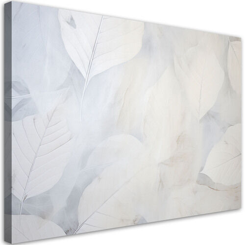 Lærred print, Beige store blade natur beton boho