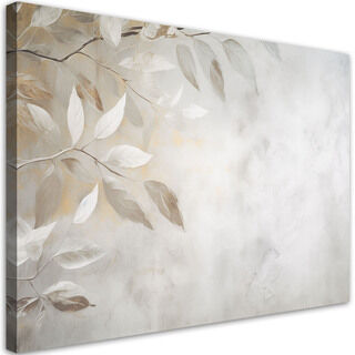 Lærred print, Boho grene beige blade beton
