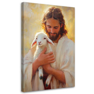Lærred print, Jesus med Guds lam