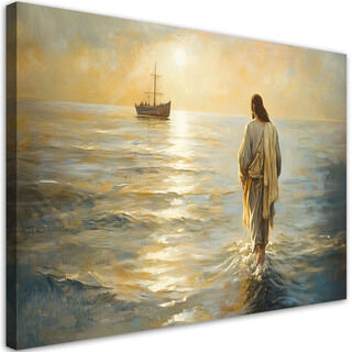 Lærred print, Jesus går på vandet