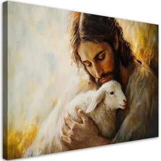 Lærred print, Jesus Kristus med lam