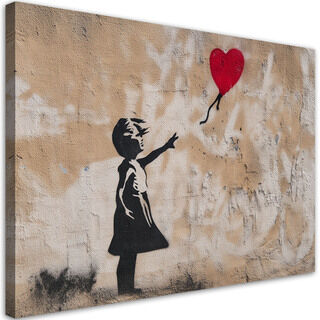 Lærred print, Banksy Pige med ballon Beige
