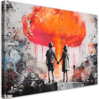 Lærred print, Forelsket par Street Art